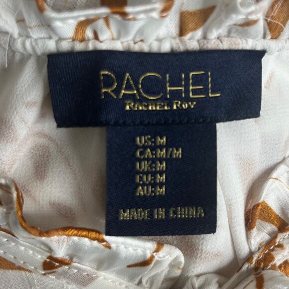 Rachel Rachel Roy Sleeveless Blouse Womens Medium White Gold Ruffle Sleeves - Picture 6 of 9